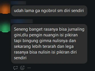 Chat peserta di sesi journaling bareng LifebyDesign